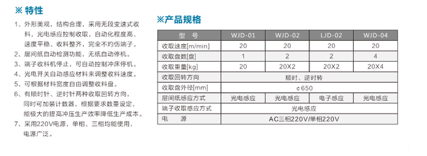 端子光控收料機(jī)WJD-01臥式光控單盤(pán)